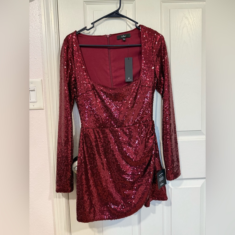 Lulu's Burgundy Sequin romper/dress